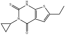 3-cyclopropyl-6-ethyl-2-sulfanylidene-1H-thieno[2,3-d]pyrimidin-4-one Struktur