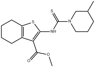 methyl 2-(3-methylpiperidine-1-carbothioamido)-4,5,6,7-tetrahydrobenzo[b]thiophene-3-carboxylate Struktur