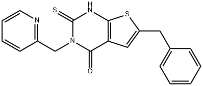 6-benzyl-3-(pyridin-2-ylmethyl)-2-sulfanylidene-1H-thieno[2,3-d]pyrimidin-4-one Struktur