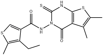 N-(5,6-dimethyl-4-oxo-2-sulfanylidene-1H-thieno[2,3-d]pyrimidin-3-yl)-4-ethyl-5-methylthiophene-3-carboxamide Struktur