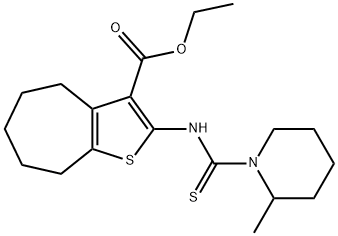 ethyl 2-(2-methylpiperidine-1-carbothioamido)-5,6,7,8-tetrahydro-4H-cyclohepta[b]thiophene-3-carboxylate Struktur