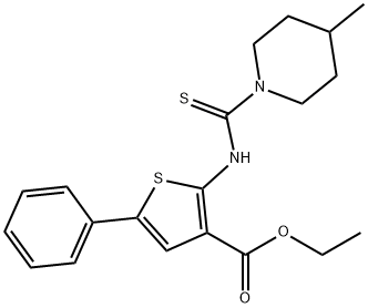 ethyl 2-(4-methylpiperidine-1-carbothioamido)-5-phenylthiophene-3-carboxylate Struktur