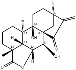 ent-7α,9-Dihydroxy-
15-oxokaur-16-en-19,6β-olide Struktur