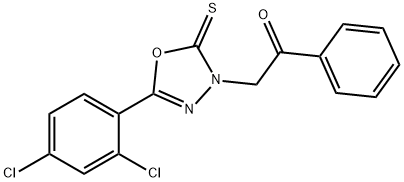 2-[5-(2,4-dichlorophenyl)-2-sulfanylidene-1,3,4-oxadiazol-3-yl]-1-phenylethanone Struktur