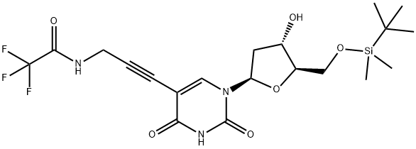 2'-Deoxy-5'-O-[(1,1-dimethylethyl)dimethylsilyl]-5-[3-[(trifluoroacetyl)amino]-1-propyn-1-yl]-uridine Struktur