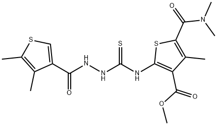 methyl 5-(dimethylcarbamoyl)-2-(2-(4,5-dimethylthiophene-3-carbonyl)hydrazinecarbothioamido)-4-methylthiophene-3-carboxylate Struktur