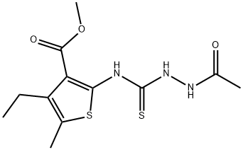 methyl 2-(2-acetylhydrazinecarbothioamido)-4-ethyl-5-methylthiophene-3-carboxylate Struktur