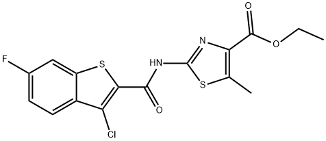 ethyl 2-(3-chloro-6-fluorobenzo[b]thiophene-2-carboxamido)-5-methylthiazole-4-carboxylate Struktur