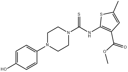 methyl 2-(4-(4-hydroxyphenyl)piperazine-1-carbothioamido)-5-methylthiophene-3-carboxylate Struktur