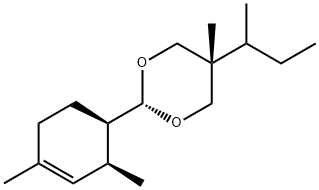 1,3-Dioxane, 2-[(1R,2S)-2,4-dimethyl-3-cyclohexen-1-yl]-5-methyl-5-(1-methylpropyl)-, cis- Struktur