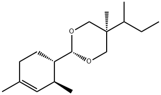 1,3-Dioxane, 2-[(1S,2S)-2,4-dimethyl-3-cyclohexen-1-yl]-5-methyl-5-(1-methylpropyl)-, trans- Struktur