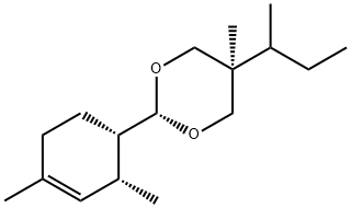 1,3-Dioxane, 2-[(1S,2R)-2,4-dimethyl-3-cyclohexen-1-yl]-5-methyl-5-(1-methylpropyl)-, trans- Struktur