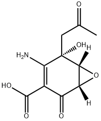 7-Oxabicyclo[4.1.0]hept-3-ene-3-carboxylic acid, 4-amino-5-hydroxy-2-oxo-5-(2-oxopropyl)-, (1S,5S,6R)- Struktur