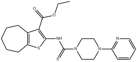 ethyl 2-(4-(pyridin-2-yl)piperazine-1-carbothioamido)-5,6,7,8-tetrahydro-4H-cyclohepta[b]thiophene-3-carboxylate Struktur