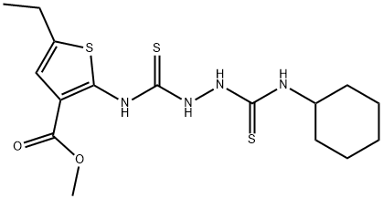 methyl 2-(2-(cyclohexylcarbamothioyl)hydrazinecarbothioamido)-5-ethylthiophene-3-carboxylate Struktur