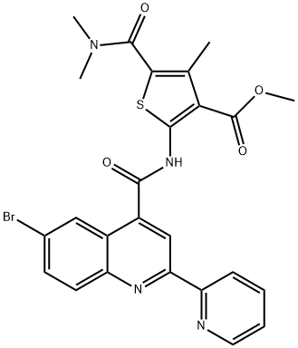 methyl 2-(6-bromo-2-(pyridin-2-yl)quinoline-4-carboxamido)-5-(dimethylcarbamoyl)-4-methylthiophene-3-carboxylate Struktur