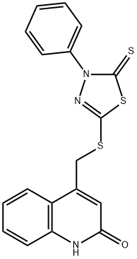 4-[(4-phenyl-5-sulfanylidene-1,3,4-thiadiazol-2-yl)sulfanylmethyl]-1H-quinolin-2-one Struktur