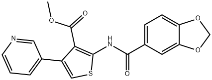 methyl 2-(benzo[d][1,3]dioxole-5-carboxamido)-4-(pyridin-3-yl)thiophene-3-carboxylate Struktur