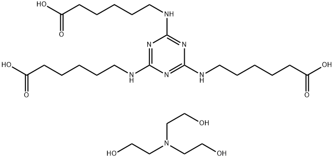 6,6',6''-(1,3,5-triazine-2,4,6-triyltriimino)trihexanoic acid, compound with 2,2',2''-nitrilotriethanol (1:3) Struktur