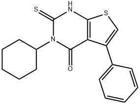 Thieno[2,3-d]pyrimidin-4(1H)-one, 3-cyclohexyl-2,3-dihydro-5-phenyl-2-thioxo- Struktur