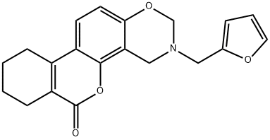 3-(furan-2-ylmethyl)-2,4,7,8,9,10-hexahydroisochromeno[3,4-f][1,3]benzoxazin-6-one Struktur