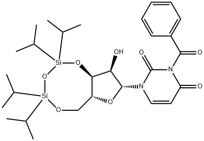 Uridine, 3-benzoyl-3',5'-O-[1,1,3,3-tetrakis(1-methylethyl)-1,3-disiloxanediyl]- Struktur