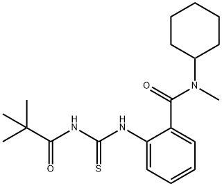 N-cyclohexyl-2-(2,2-dimethylpropanoylcarbamothioylamino)-N-methylbenzamide Struktur