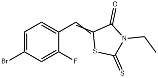 (5E)-5-[(4-bromo-2-fluorophenyl)methylidene]-3-ethyl-2-sulfanylidene-1,3-thiazolidin-4-one Struktur