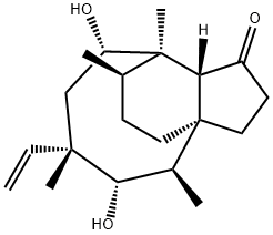 3a,9-Propano-3aH-cyclopentacycloocten-1(4H)-one, 6-ethenyloctahydro-5,8-dihydroxy-4,6,9,10-tetramethyl-, (3aS,4R,5S,6S,8S,9R,9aR,10R)- Struktur