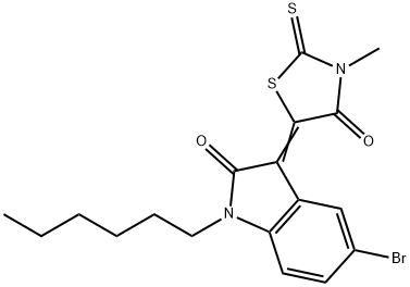 (5Z)-5-(5-bromo-1-hexyl-2-oxoindol-3-ylidene)-3-methyl-2-sulfanylidene-1,3-thiazolidin-4-one Struktur