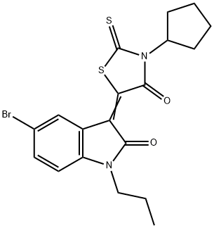 (5Z)-5-(5-bromo-2-oxo-1-propylindol-3-ylidene)-3-cyclopentyl-2-sulfanylidene-1,3-thiazolidin-4-one Struktur