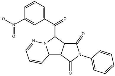 4-(3-nitrobenzoyl)-2-phenyl-3a,4,9a,9b-tetrahydropyrrolo[1,2]pyrrolo[3,5-b]pyridazine-1,3-dione Struktur