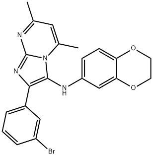 Imidazo[1,2-a]pyrimidin-3-amine, 2-(3-bromophenyl)-N-(2,3-dihydro-1,4-benzodioxin-6-yl)-5,7-dimethyl- Struktur