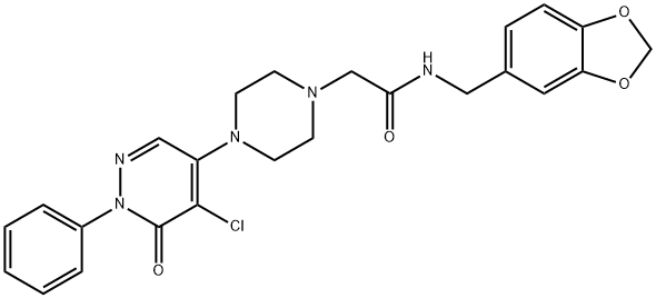 1-Piperazineacetamide, N-(1,3-benzodioxol-5-ylmethyl)-4-(5-chloro-1,6-dihydro-6-oxo-1-phenyl-4-pyridazinyl)- Struktur