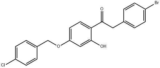 JR-7010, 1-(4-(4-Chlorobenzyloxy)-2-hydroxyphenyl)-2-(4-bromophenyl)ethanone, 97% Struktur