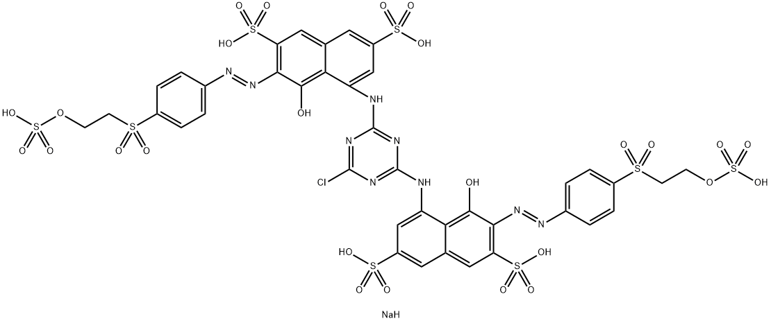 4,4'-[(6-chloro-1,3,5-triazine-2,4-diyl)diimino]bis[5-hydroxy-6-[[4-[[2-(sulphooxy)ethyl]sulphonyl]phenyl]azo]naphthalene-2,7-disulphonic] acid, sodium salt Struktur