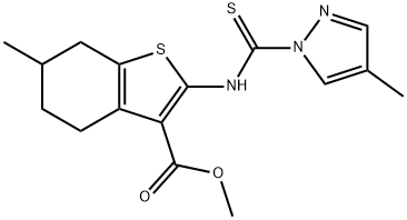 methyl 6-methyl-2-(4-methyl-1H-pyrazole-1-carbothioamido)-4,5,6,7-tetrahydrobenzo[b]thiophene-3-carboxylate Struktur