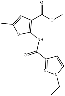 methyl 2-(1-ethyl-1H-pyrazole-3-carboxamido)-5-methylthiophene-3-carboxylate Struktur