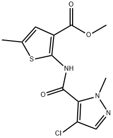 methyl 2-(4-chloro-1-methyl-1H-pyrazole-5-carboxamido)-5-methylthiophene-3-carboxylate Struktur