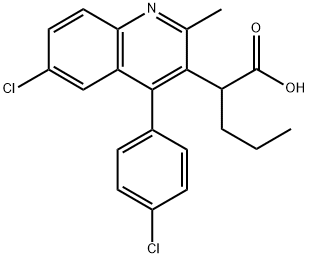 2-[6-Chloro-4-(4-chlorophenyl)-2-methyl-3-quinolinyl]pentanoic acid Struktur