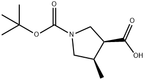 (3S,4R)-1-Boc-4-methyl-pyrrolidine-3-carboxylic acid Struktur