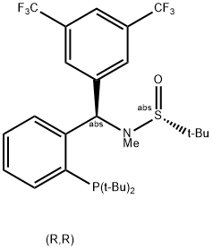 [S(R)]-N-[(R)-3,5-Bis(trifluoromethyl)phenyl)[2-(di-tert-butylphosphino)phenyl]methyl]-N,2-dimethyl-2-propanesulfinamide Struktur