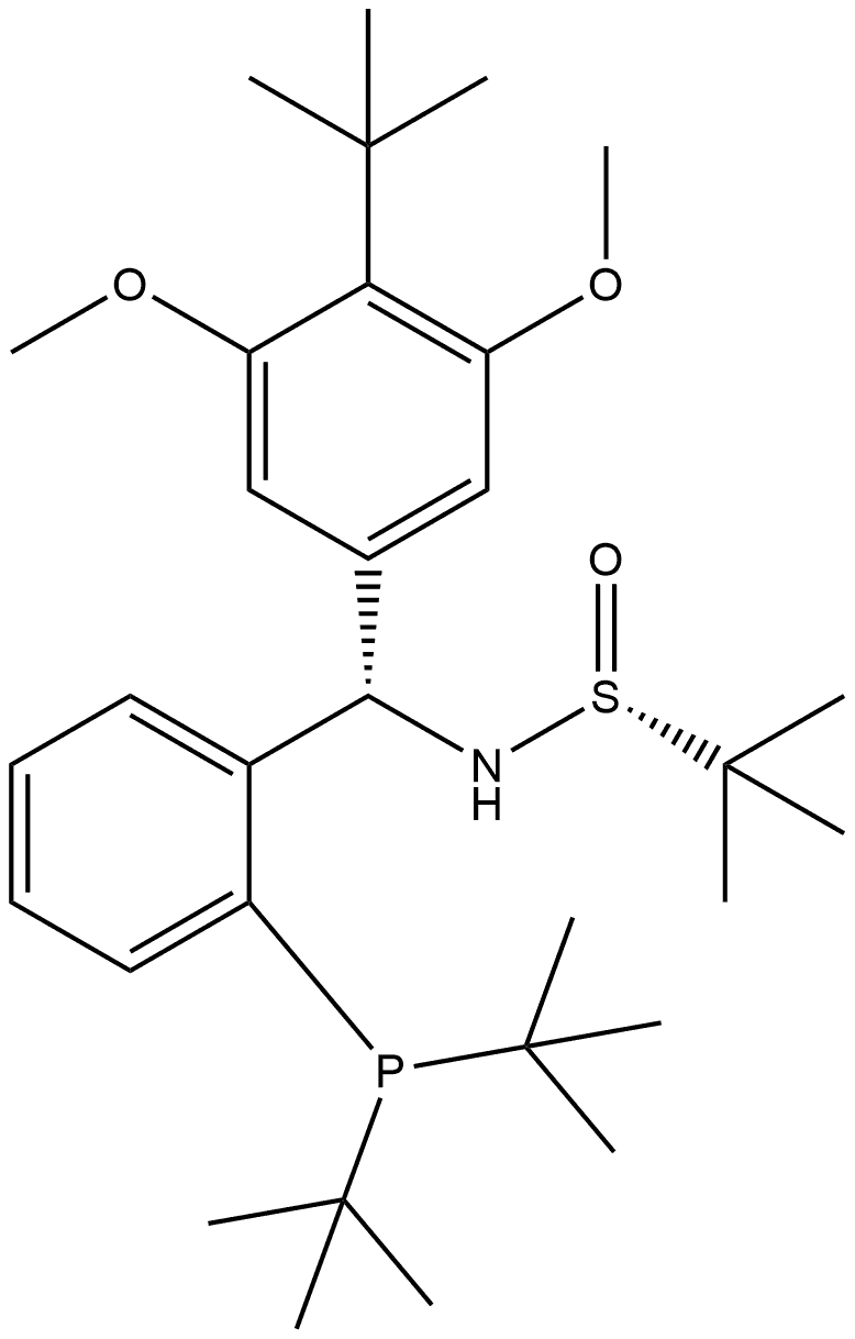 [S(R)]-N-[(S)-(3,5-Di-tert-butyl-4-methoxyphenyl)[2-(di-tert-butylphosphino)phenyl]methyl]-2-methyl-2-propanesulfinamide Struktur