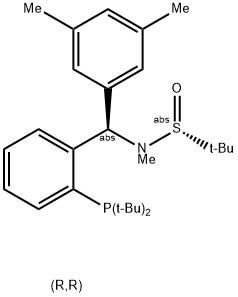 [S(R)]-N-[(R)-3,5-Dimethylphenyl)[2-(di-tert-butylphosphino)phenyl]methyl]-N,2-dimethyl-2-propanesulfinamide Struktur