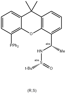 [S(R)]-N-[(S)-1-[5-(Diphenylphosphino)-9,9-dimethyl-9H-xanthen-4-yl]ethyl]-2-methyl-2-propanesulfinamide Struktur