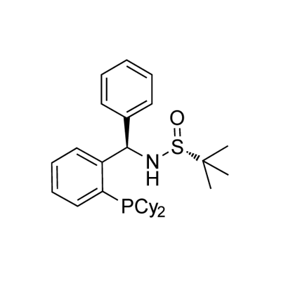 [S(R)]-N-[(R)-[2-(Dicyclohexylphosphino)phenyl]phenylmethyl]-2-methyl-2-propanesulfinamide Struktur