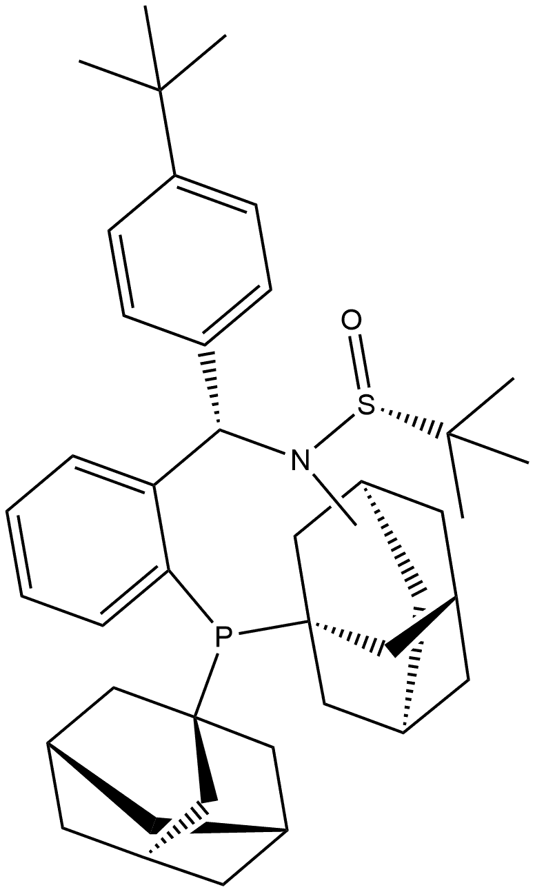 [S(R)]-N-[(S)-(4-(tert-Butyl)phenyl)[2-(Diadamantanphosphino)phenyl]methyl]-N,2-dimethyl-2-propanesulfinamide Struktur