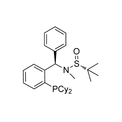 [S(R)]-N-[(R)-[2-(Dicyclohexylphosphino)phenyl]phenylmethyl]-N,2-dimethyl-2-propanesulfinamide Struktur