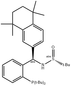 [S(R)]-N-((R)-(2-(Di-tert-butylphosphino)phenyl)(5,6,7,8-tetrahydro-5,5,8,8-tetramethyl-2-naphthalenyl)methyl]-2-methyl-2-propanesulfinamide Struktur