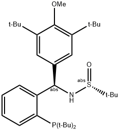 [S(R)]-N-[(R)-[3,5-Bis(1,1-dimethylethyl)-4 methoxyphenyl][2-(di-tert-butylphosphino)phenyl]methyl]-2-methyl-2-propanesulfinamide Struktur